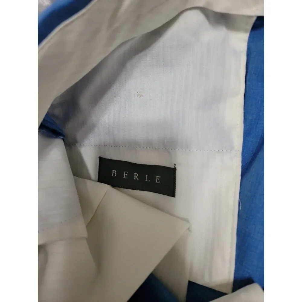 Lot of 2 Berle Shorts Mens 42 waist flat front Chino Golf Casual beige‎ and blue